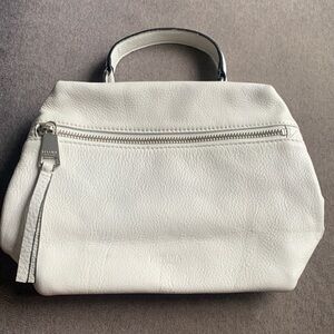 Perlina White Leather satchel Handbag silver hardware